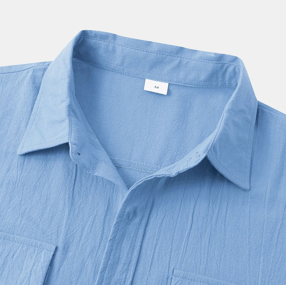 OLIVIER ROSSI PARIS | Camicia a maniche corte da uomo in cotone e lino tinta unita