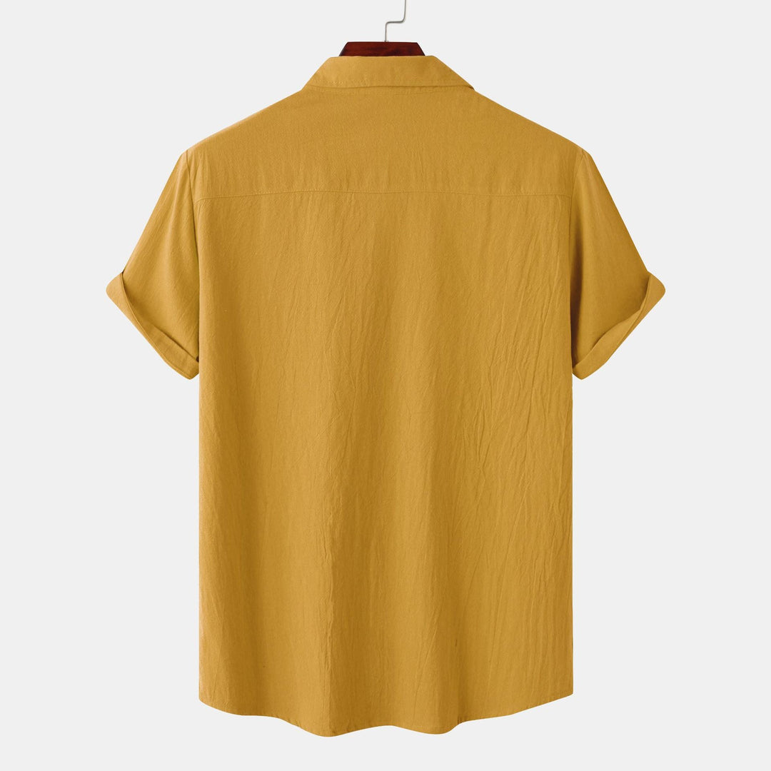 OLIVIER ROSSI PARIS | Camicia a maniche corte da uomo in cotone e lino tinta unita