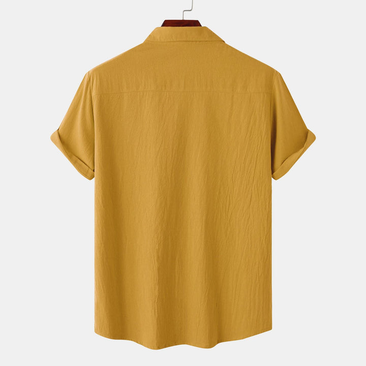 OLIVIER ROSSI PARIS | Camicia a maniche corte da uomo in cotone e lino tinta unita