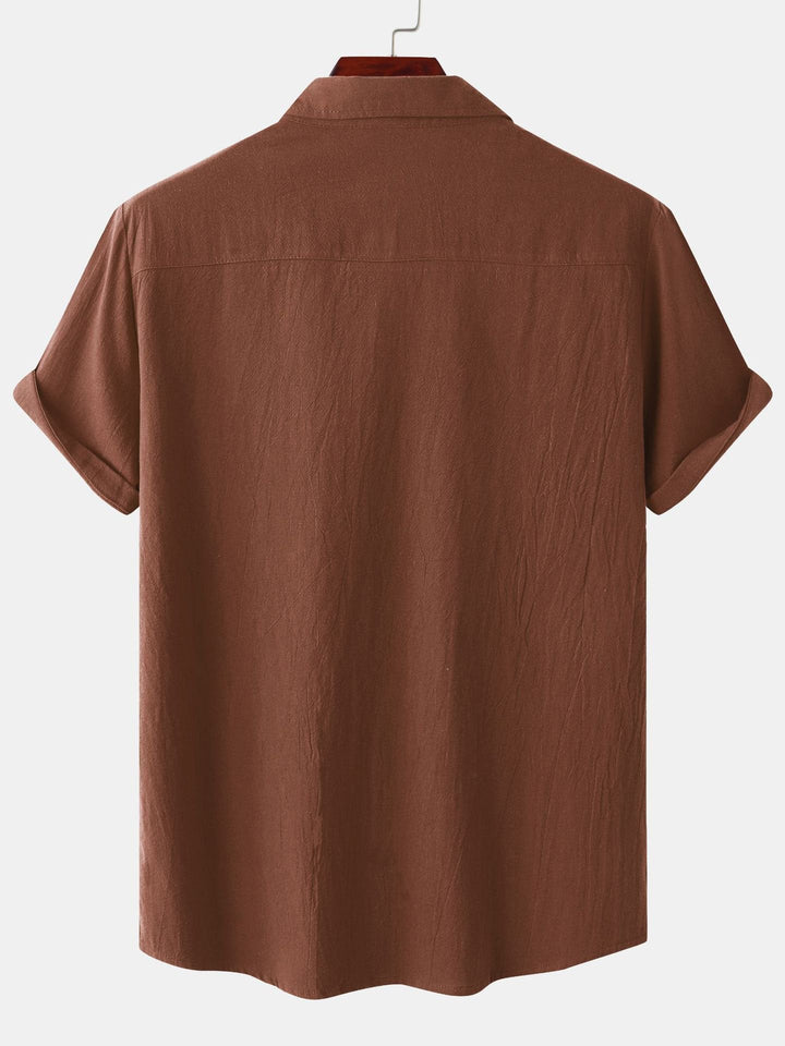 OLIVIER ROSSI PARIS | Camicia a maniche corte da uomo in cotone e lino tinta unita