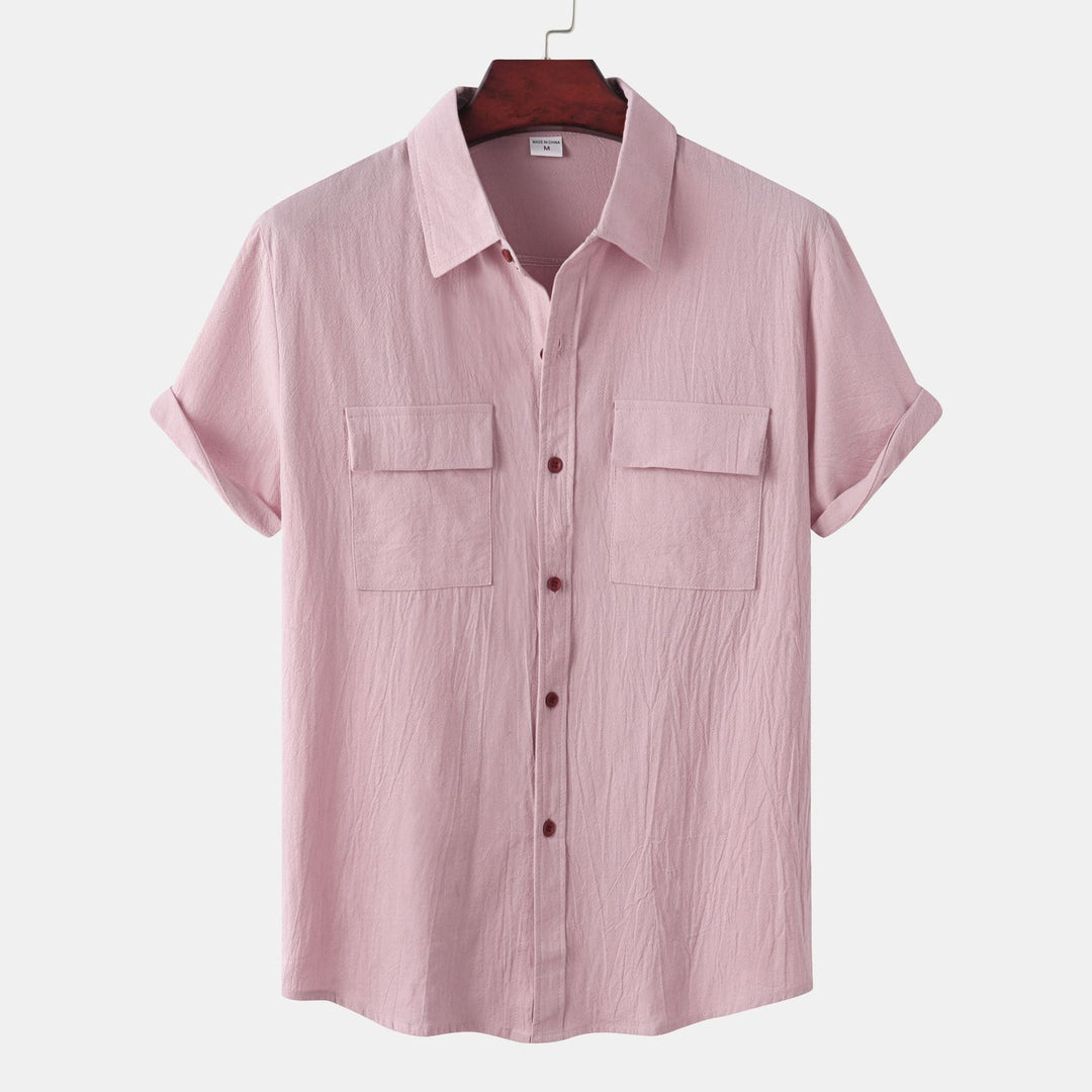 OLIVIER ROSSI PARIS | Camicia a maniche corte da uomo in cotone e lino tinta unita