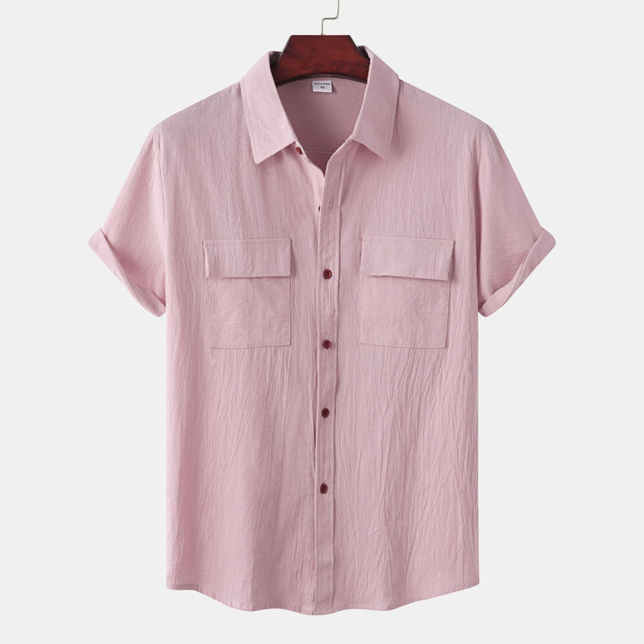 OLIVIER ROSSI PARIS | Camicia a maniche corte da uomo in cotone e lino tinta unita