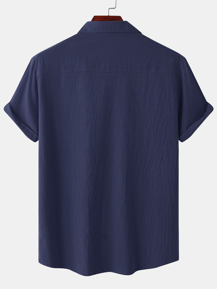 OLIVIER ROSSI PARIS | Camicia a maniche corte da uomo in cotone e lino tinta unita