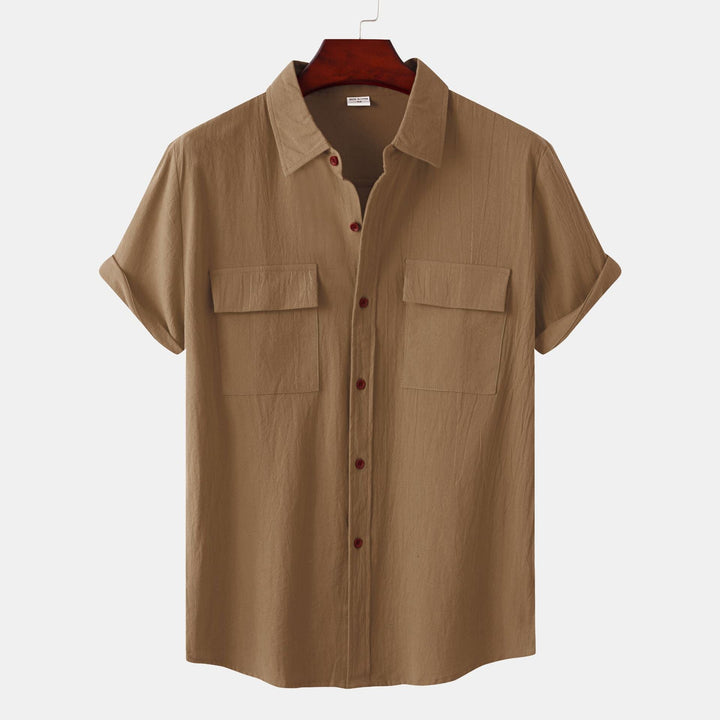 OLIVIER ROSSI PARIS | Camicia a maniche corte da uomo in cotone e lino tinta unita