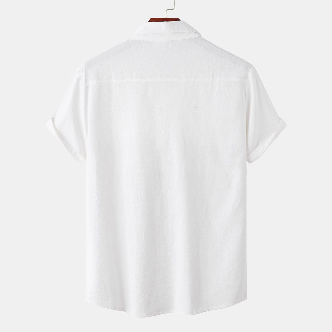 OLIVIER ROSSI PARIS | Camicia a maniche corte da uomo in cotone e lino tinta unita