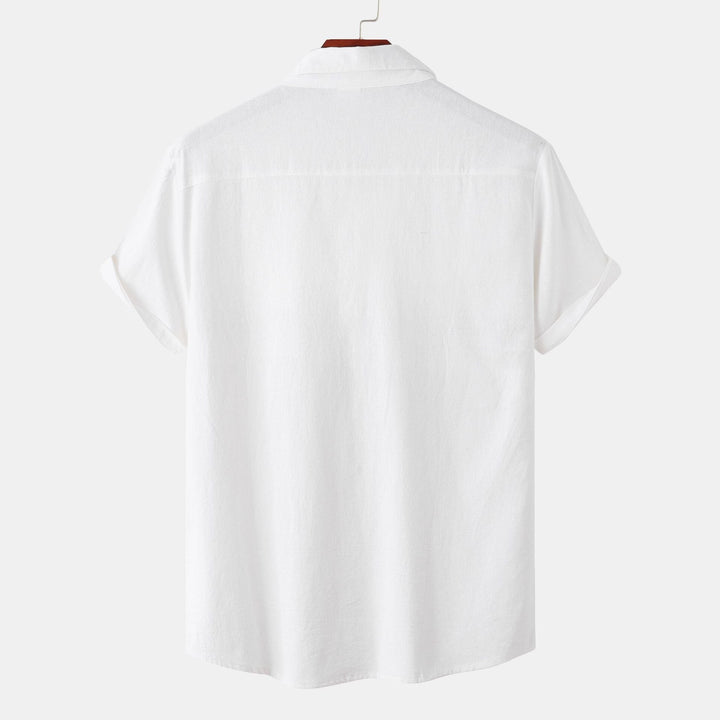 OLIVIER ROSSI PARIS | Camicia a maniche corte da uomo in cotone e lino tinta unita