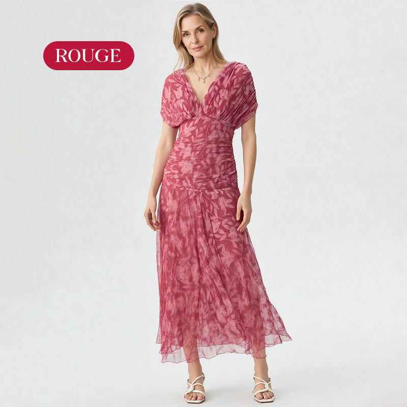 Vente chaude 58% de réduction | Robe imprimée à col V hors épaule pour femmes