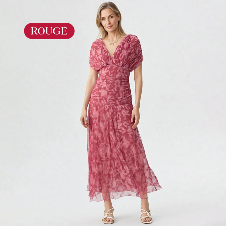 Vente chaude 58% de réduction | Robe imprimée à col V hors épaule pour femmes