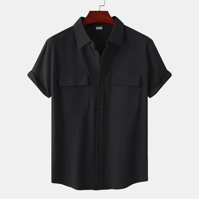 OLIVIER ROSSI PARIS | Camicia a maniche corte da uomo in cotone e lino tinta unita