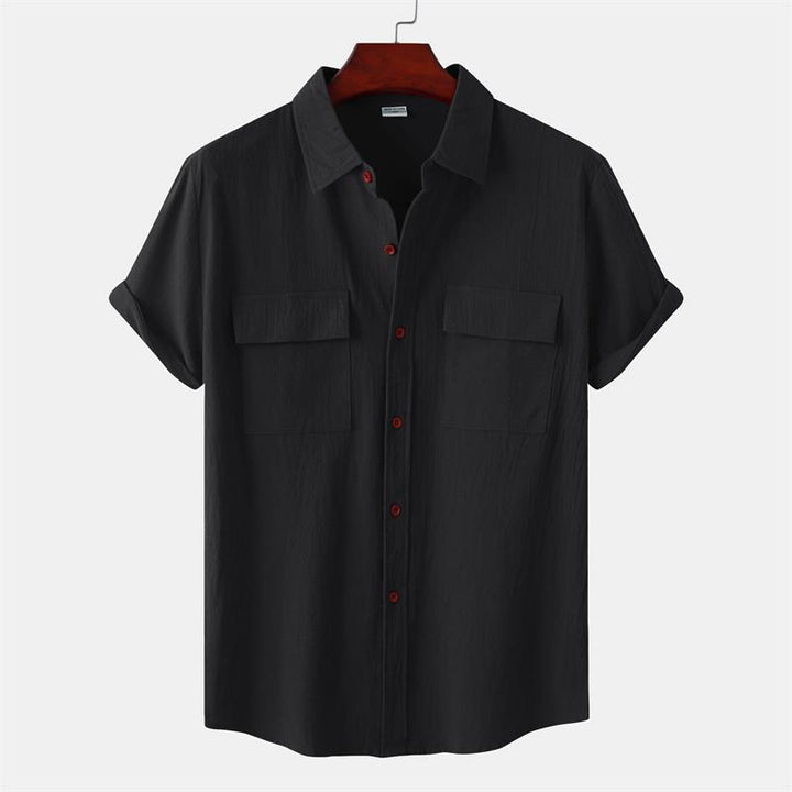 OLIVIER ROSSI PARIS | Camicia a maniche corte da uomo in cotone e lino tinta unita