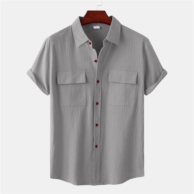 OLIVIER ROSSI PARIS | Camicia a maniche corte da uomo in cotone e lino tinta unita