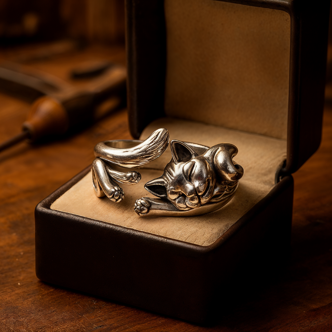 Marianne™ | Bague vintage avec motif chat