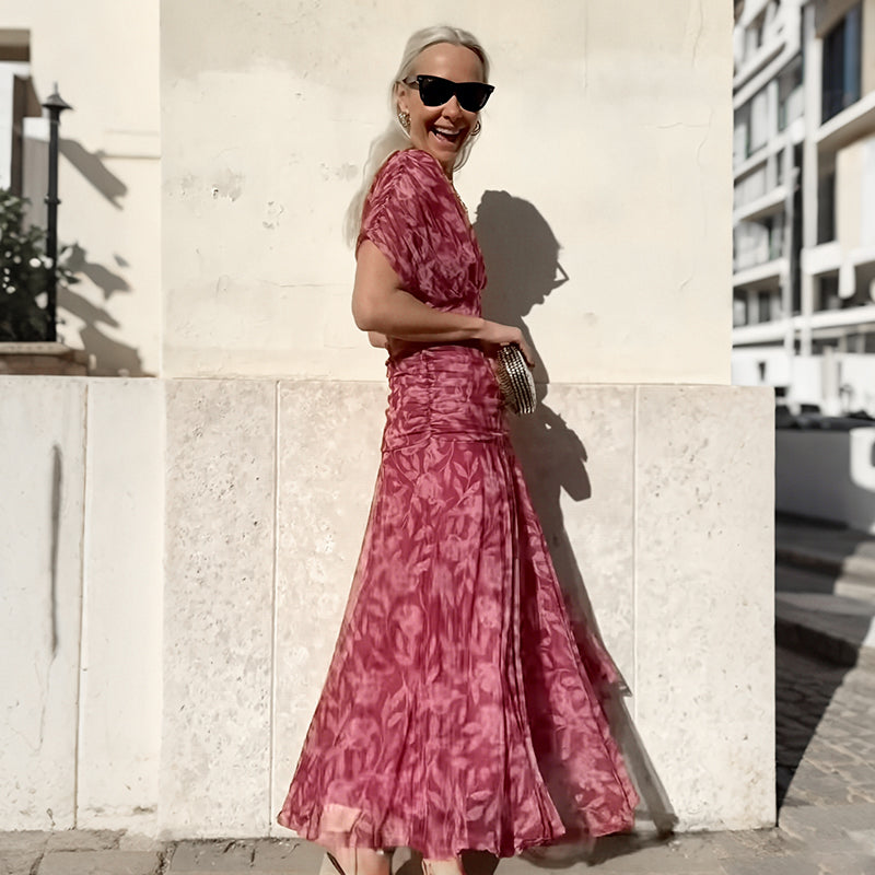 Vente chaude 58% de réduction | Robe imprimée à col V hors épaule pour femmes