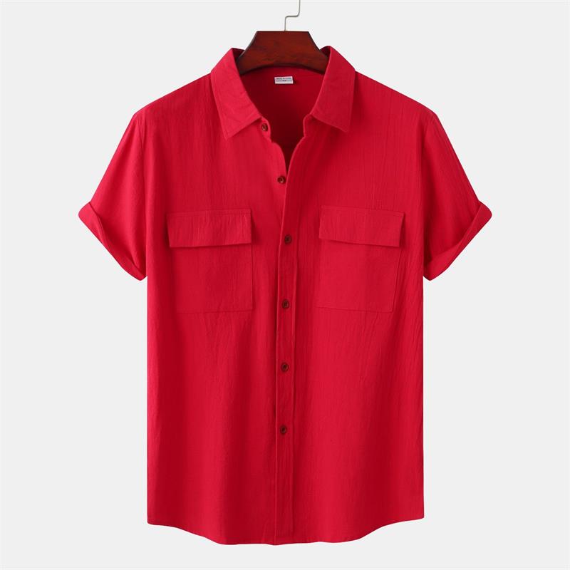 OLIVIER ROSSI PARIS | Camicia a maniche corte da uomo in cotone e lino tinta unita