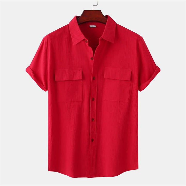 OLIVIER ROSSI PARIS | Camicia a maniche corte da uomo in cotone e lino tinta unita