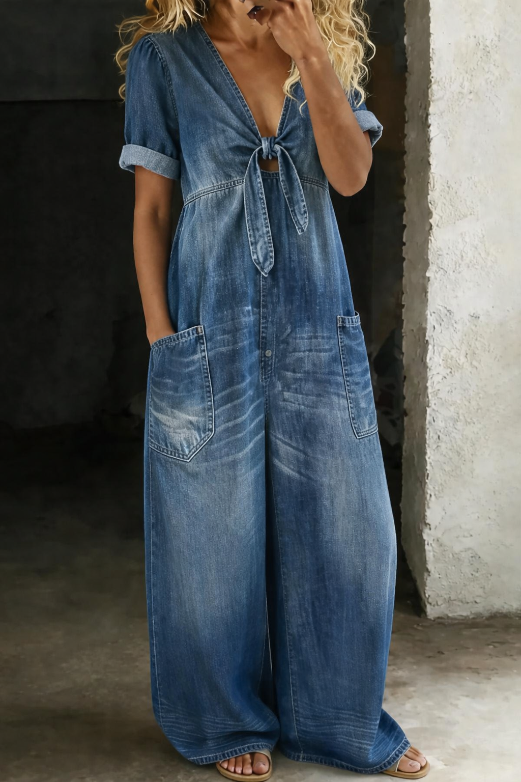 Maya™ · Combinaison Denim Col V