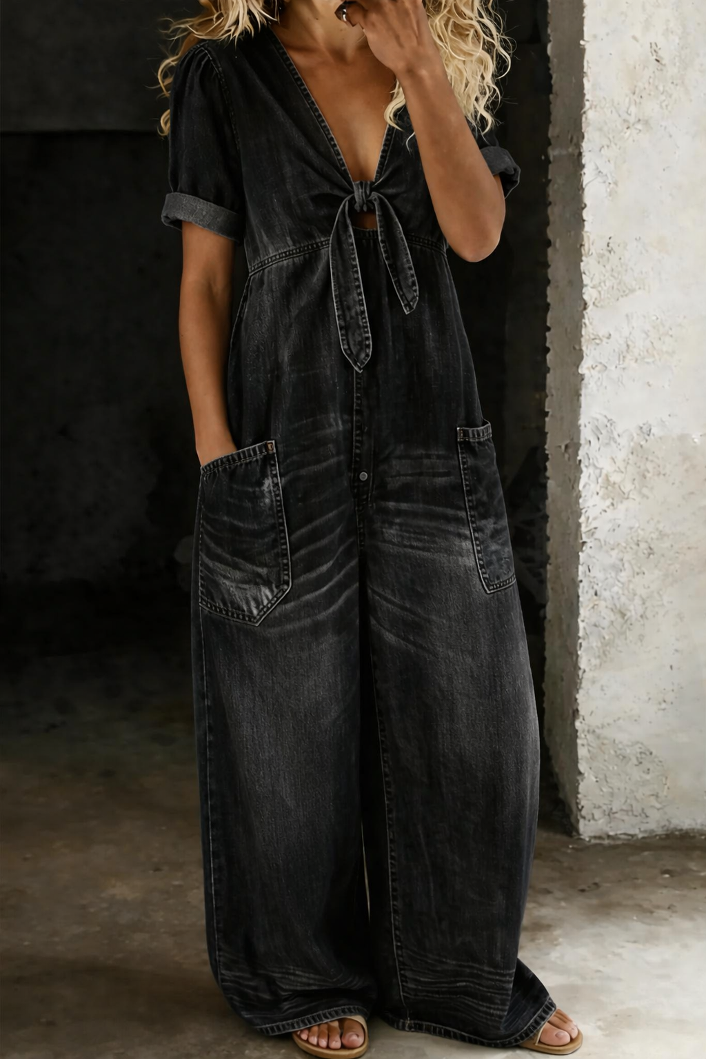 Maya™ · Combinaison Denim Col V