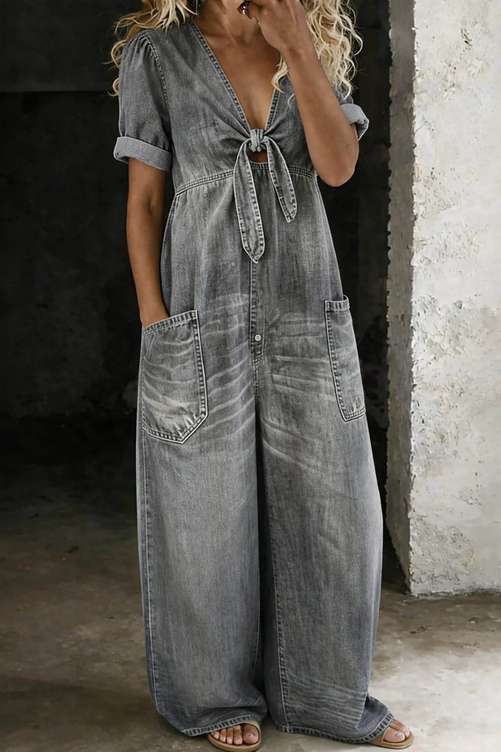 Maya™ · Combinaison Denim Col V