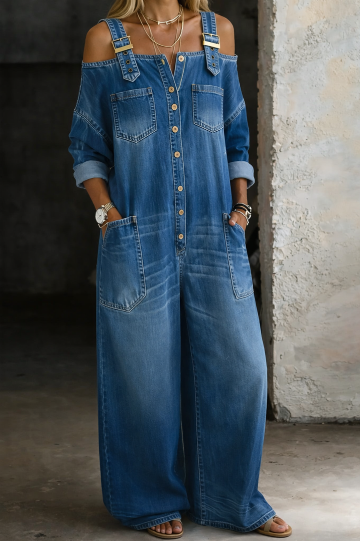 Sophia · Combinaison Denim Épaules Dénudées