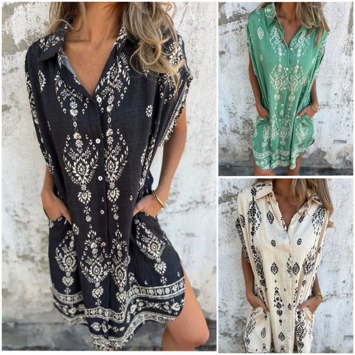 SOFIA ROSSI PARIS | Classic robe en coton lin imprimé