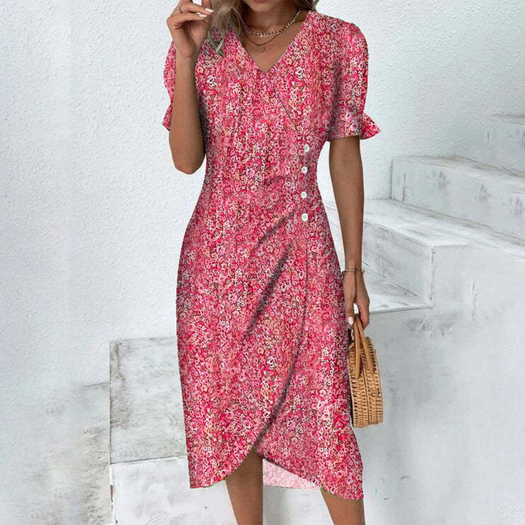 49% DE RÉDUCTION | Robe imprimée florale à col en V pour femme