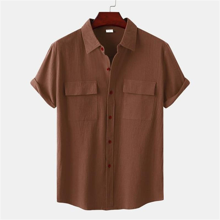 OLIVIER ROSSI PARIS | Camicia a maniche corte da uomo in cotone e lino tinta unita