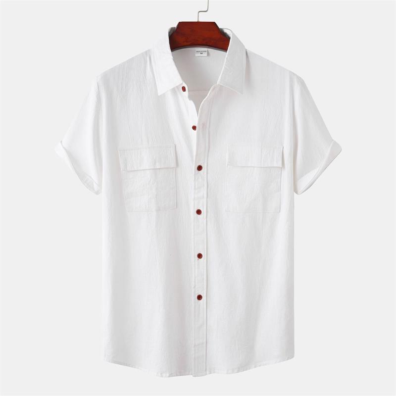 OLIVIER ROSSI PARIS | Camicia a maniche corte da uomo in cotone e lino tinta unita