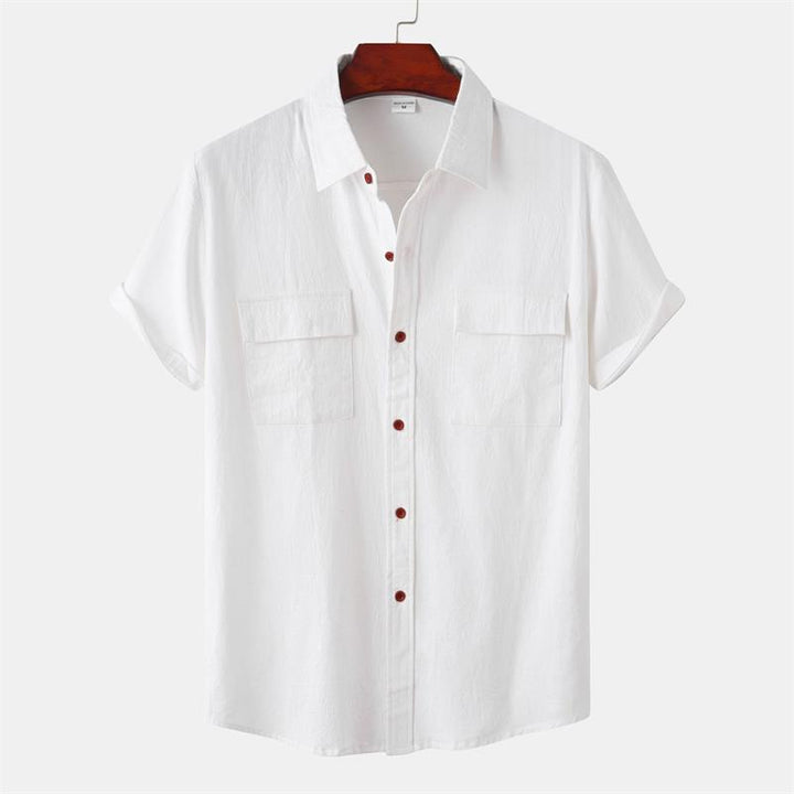OLIVIER ROSSI PARIS | Camicia a maniche corte da uomo in cotone e lino tinta unita