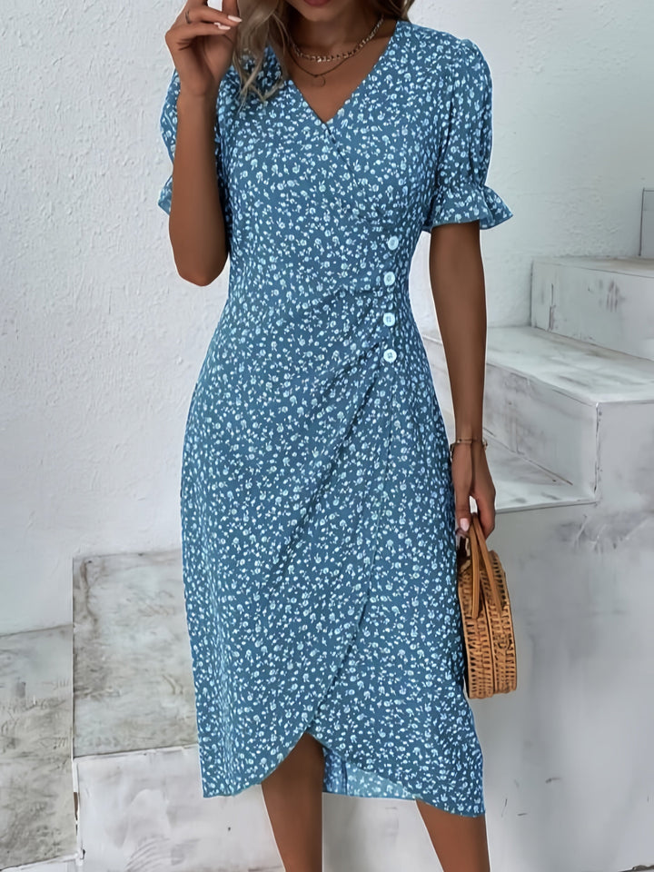 49% DE RÉDUCTION | Robe imprimée florale à col en V pour femme