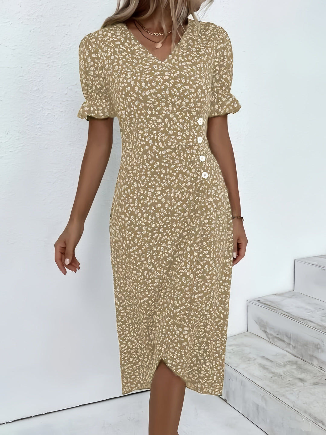 49% DE RÉDUCTION | Robe imprimée florale à col en V pour femme