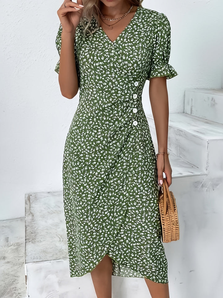 49% DE RÉDUCTION | Robe imprimée florale à col en V pour femme
