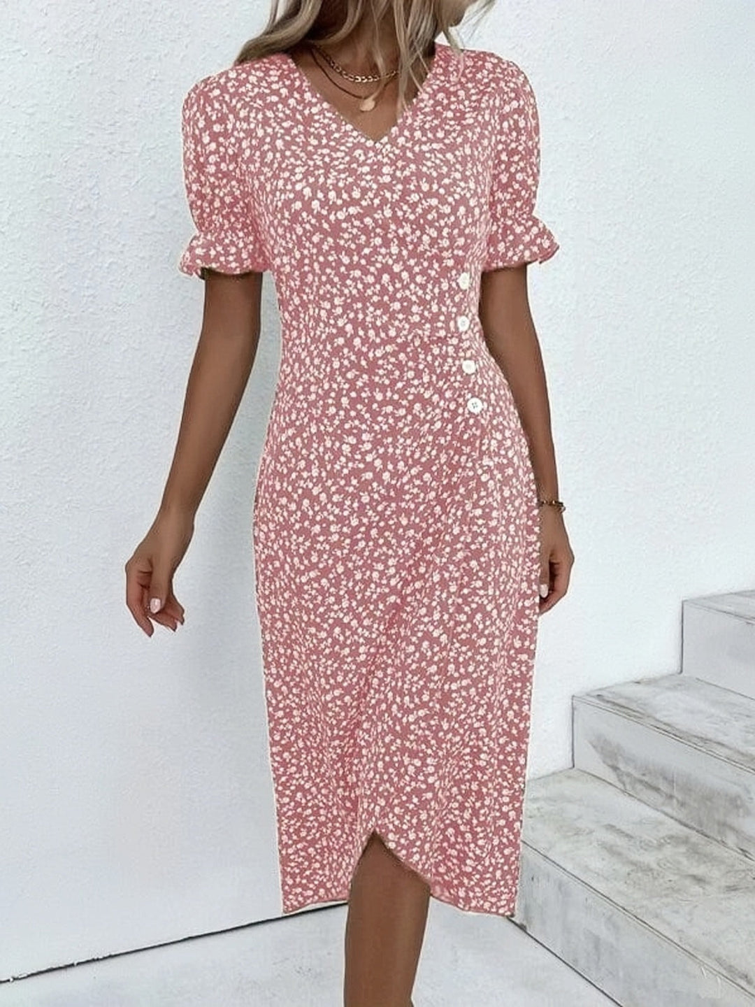 49% DE RÉDUCTION | Robe imprimée florale à col en V pour femme