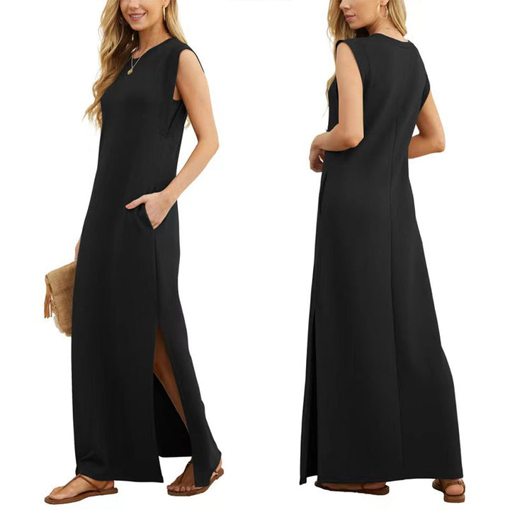 49% de réduction | Robe décontractée sans rides pour femmes avec ourlet fendu