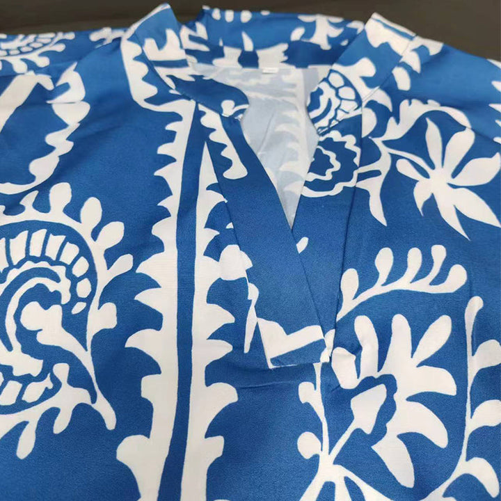Robe ample élégante à imprimé col en V pour femme