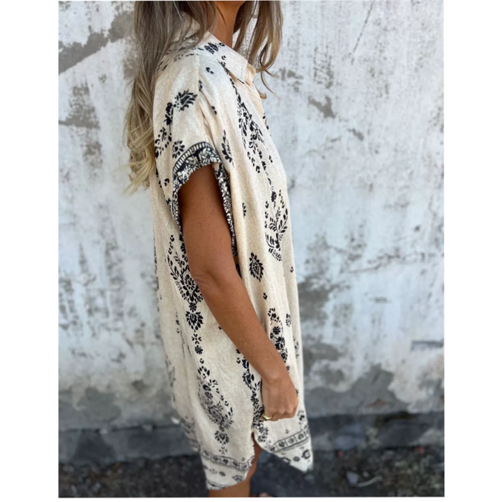 SOFIA ROSSI PARIS | Classic robe en coton lin imprimé