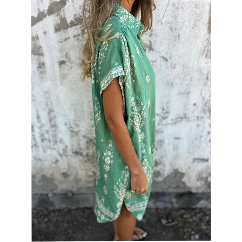 SOFIA ROSSI PARIS | Classic robe en coton lin imprimé
