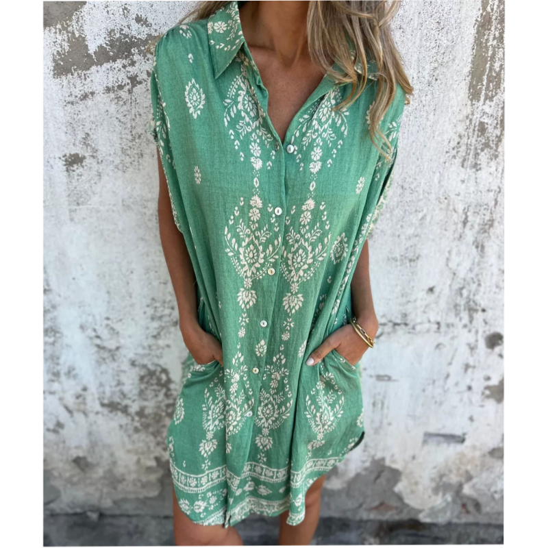 SOFIA ROSSI PARIS | Classic robe en coton lin imprimé