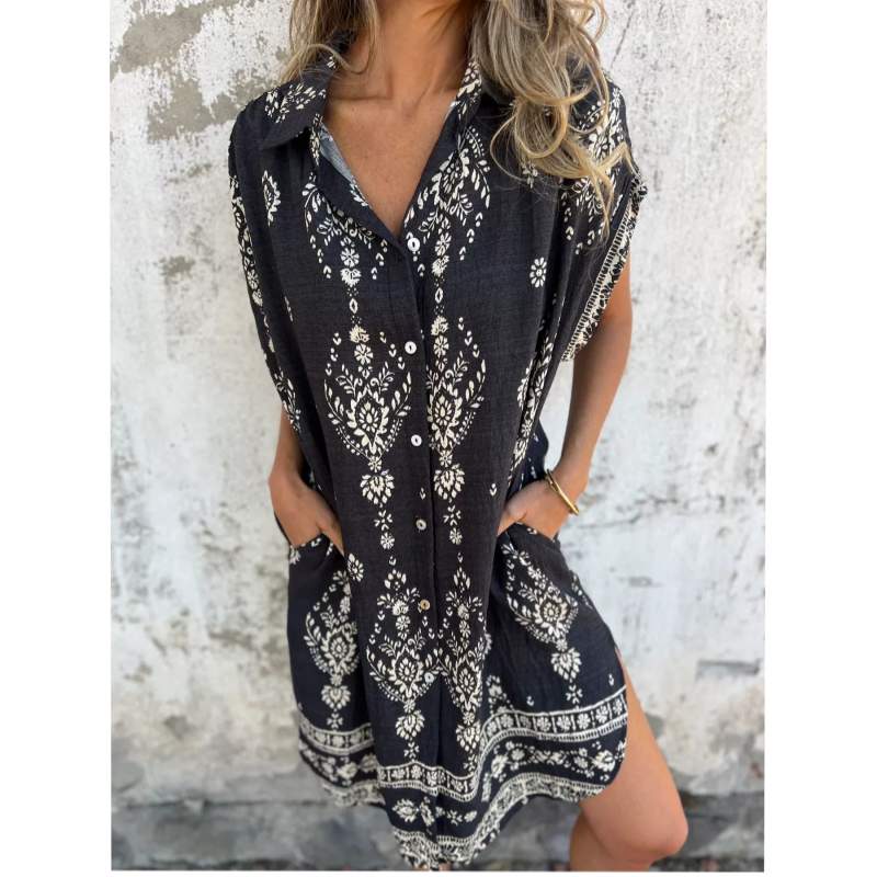SOFIA ROSSI PARIS | Classic robe en coton lin imprimé