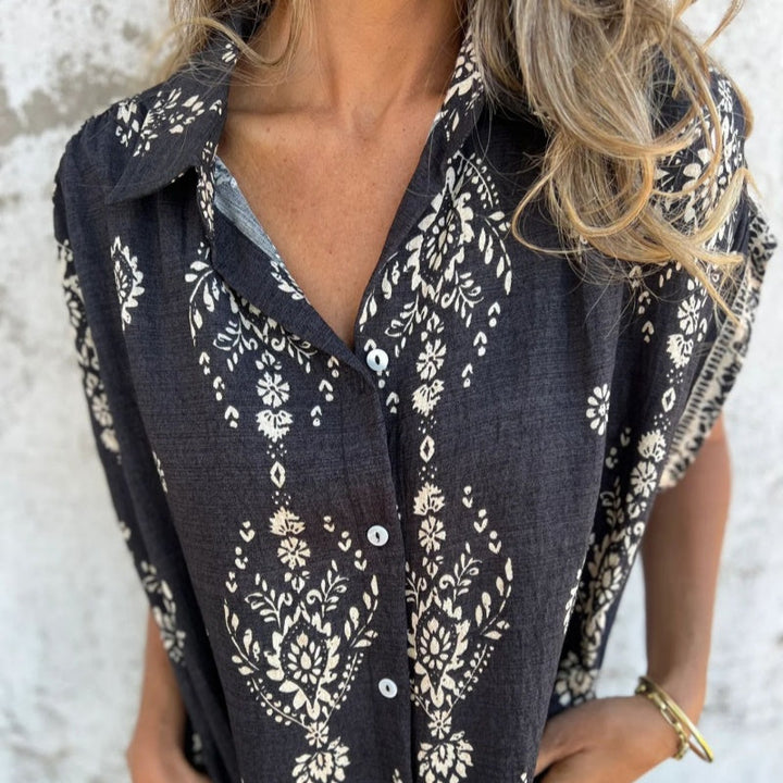 SOFIA ROSSI PARIS | Classic robe en coton lin imprimé