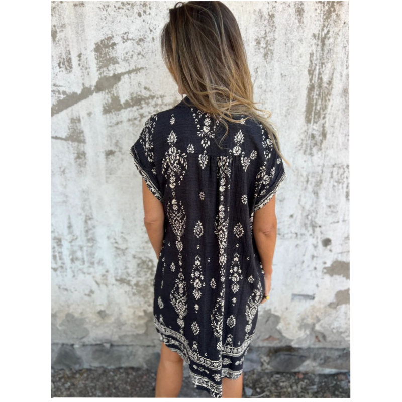SOFIA ROSSI PARIS | Classic robe en coton lin imprimé