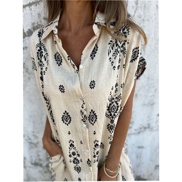 SOFIA ROSSI PARIS | Classic robe en coton lin imprimé