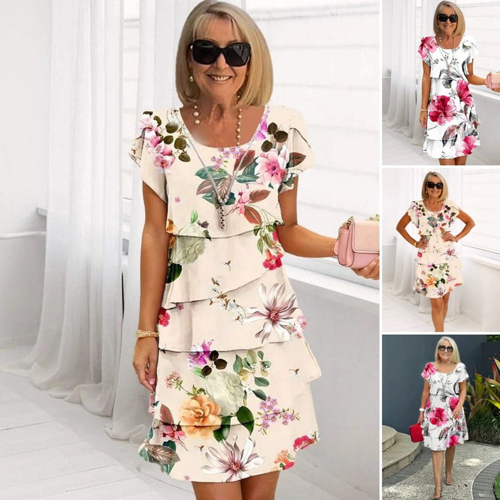 Jusqu'à 50 % de réduction! | Robe en cascade à imprimé floral multi-végétal