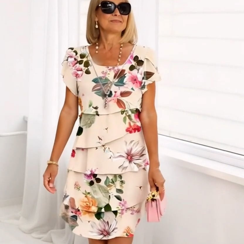 Jusqu'à 50 % de réduction! | Robe en cascade à imprimé floral multi-végétal
