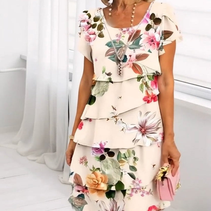 Jusqu'à 50 % de réduction! | Robe en cascade à imprimé floral multi-végétal