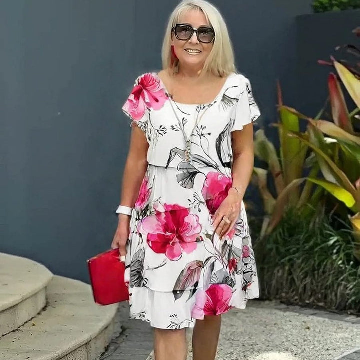 Jusqu'à 50 % de réduction! | Robe en cascade à imprimé floral multi-végétal