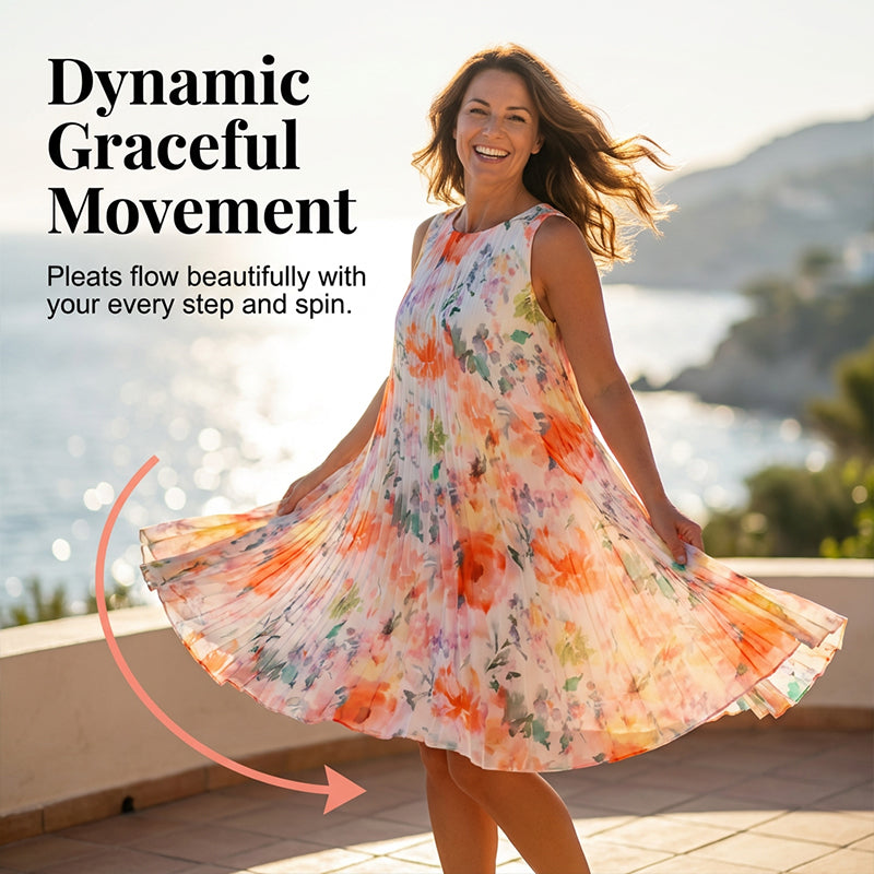Offre spéciale : 56 % de réduction | Robe sans manches plissée à imprimé floral pour femme