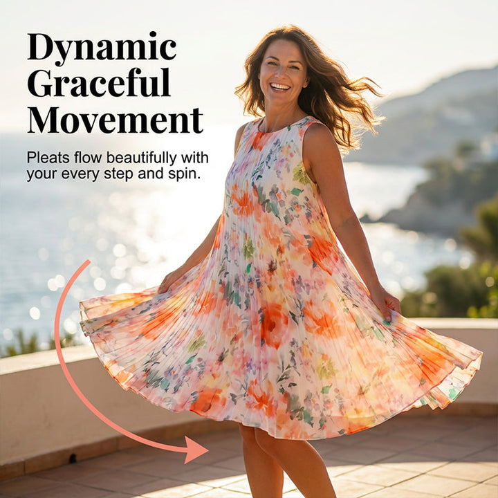 Offre spéciale : 56 % de réduction | Robe sans manches plissée à imprimé floral pour femme