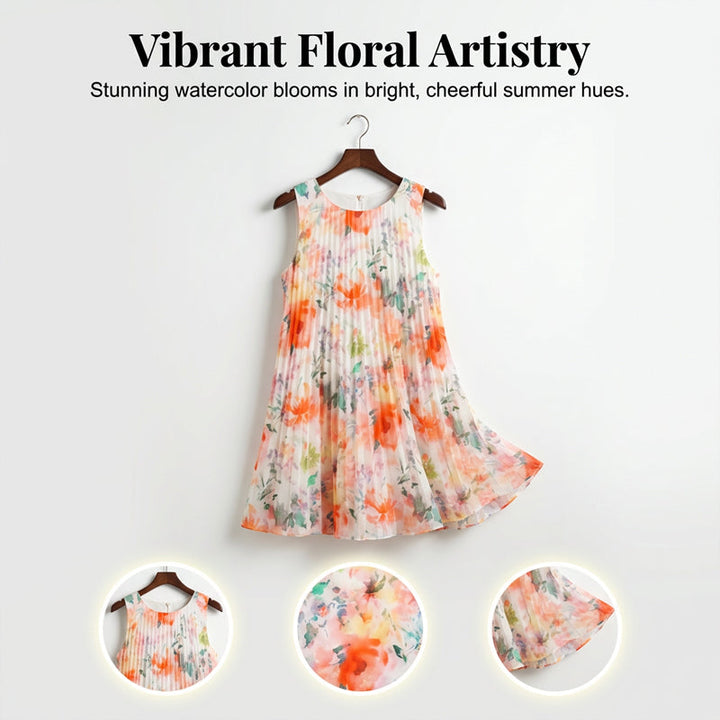 Offre spéciale : 56 % de réduction | Robe sans manches plissée à imprimé floral pour femme