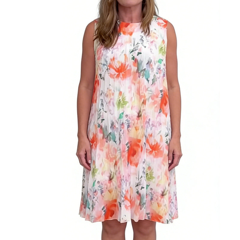 Offre spéciale : 56 % de réduction | Robe sans manches plissée à imprimé floral pour femme